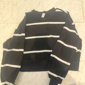 lululemon athletica Black and White Striped Crewneck Sweater